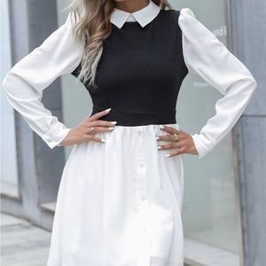 Mixed Two-Tone Collar Dress